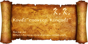 Kovácsovics Kincső névjegykártya