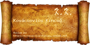 Kovácsovics Kincső névjegykártya