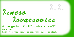 kincso kovacsovics business card